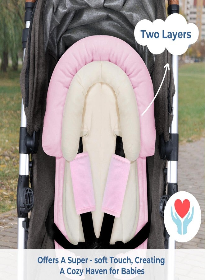 COOLBEBE New Babybody Support & Strap Covers Set for Newborn Infant Toddler- Extra Soft Stroller Cushion Pads Car Seat Insert, Perfect for Carseats, Strollers, Swings, Pink - Image 3